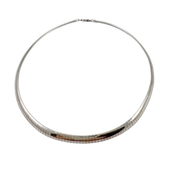 Milor Omega Choker Necklace Sterling Silver Made in Italy Vintage 1980s 16 Inch - Picture 1 of 5